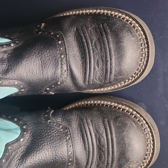 Justin Gypsy Western Short 8" Boots Aqua and Black - Picture 3 of 12